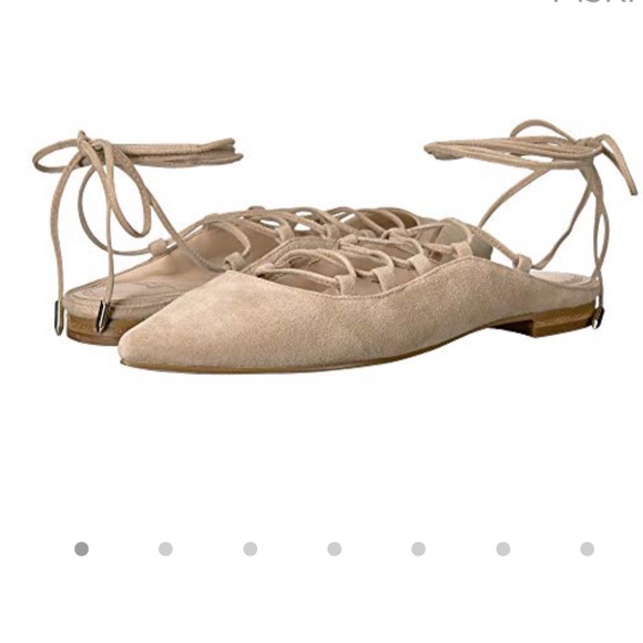 Marc Fisher Ltd. Lace Up Pointed Toe Flats Beige - Picture 8 of 8